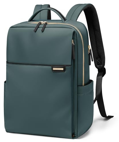 GOLF QUALITY Mochila para laptop para mujer, mochila de trabajo, negocios, viajes, mochila para computadora portátil, mochila casual para la universidad, Verdeoscuro, 35,56 cm