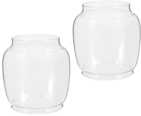 DIYEAH Lot de 2 Globes en Verre Transparent 235 pour Lampe à Pétrole, Abat-jour Anti-tempête Résistant Vent, Remplacement pour Lanternes D'extérieur et Lampes à Huile