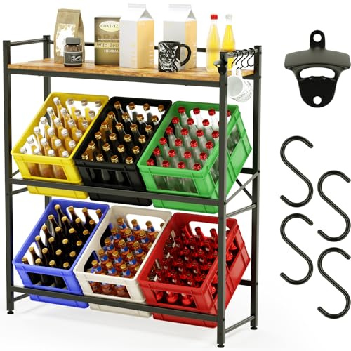 COXIVIZE Estantería para cajas de bebidas con estante para 6 cajas, 32D x 103 W x 118 H cm, estantería para cajas de bebidas, estantería para cajas de bebidas, estantería para cajas de agua