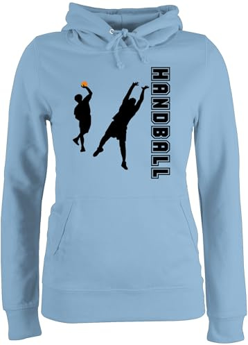 Pullover Damen Hoodie Frauen - EM 2026 Trikot Ersatz - Handball Wurf Verteidigung - M - Hellblau - handballer kapuzenpulli hanball mädchen halbball handball. handball, beachhandball wm fans fan