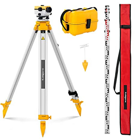 Steinberg Systems SBS-LIS-24/36 Nivelliergerät Nivellier optisches Nivelliergerät Nivellierset mit Stativ und Nivellierlatte 24-fache Vergrößerung Abweichung 2 mm Luftkompensator