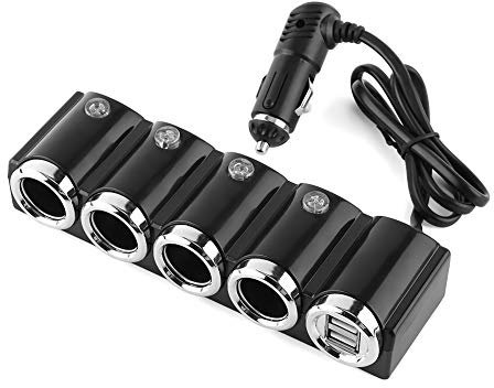 Car Cigarette Lighter, car Lighter Splitter, DC 12V/24V USB 4 Way Car Cigarette Lighter Socket Splitter Power Adapter Popular