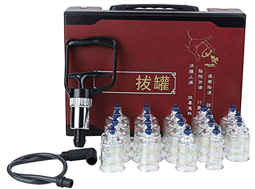 Faceuer Schröpfen Set mit Pumpe, Chinesische Akupunktur-Schröpftherapie-Sets Schröpfen für Zuhause Hijama Kit 19 Tassen Chinesisches Hijama Schröpfen Set für Schröpfen Massage Muskeln und Gelenke