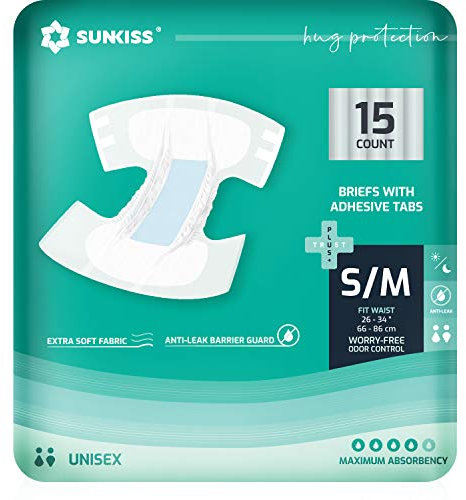 SUNKISS TrustPlus Pañales Incontinencia para Adultos, Bragas Absorbentes con Ddhesivos para Ancianos, Hombres y Mujeres, Unisex, Máxima absorción, Protección Contra Fugas, Talla XS, 15 Unidades