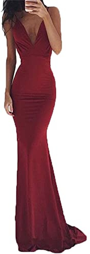 XOMART Nuevos Vestidos De Mujer Tirantes De Seda De Leche Vestido De Noche De Fiesta Anual De Cola Sin Espalda Sexy