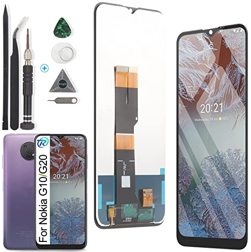 RongZy Display für Nokia G10/G20 LCD Bildschirmersatz Digitizer Touchscreen Montiert Ersatz mit Werkzeugen(Schwarz)