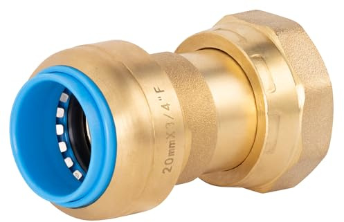 Conector Automático Universal Ø20 mm |tuerca libre Hembra 3/4 | Sistema PUSH-FIT | Conexión Rápida y Segura | QUICK PLOMBERIE