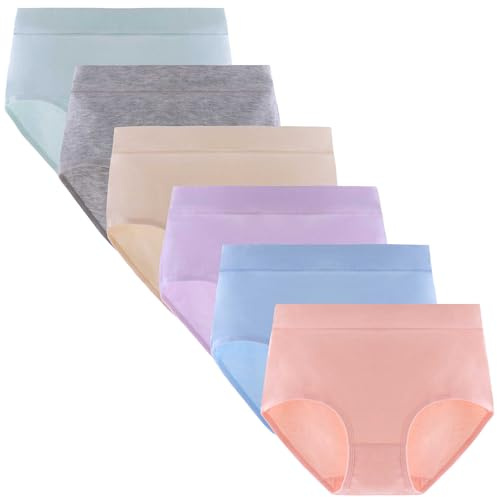Lohhbve Teen Girls Mid Waist Knickers Classici Mutandine di Colore Solido Essenziale Cotone Slip per 8-16 Anni Comodi Biancheria Intima Confezione da 6