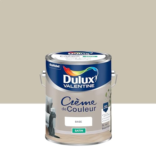 Dulux Valentine Crème de Couleur - Peinture multi-supports intérieure - Satin Grain de Sable 5 L