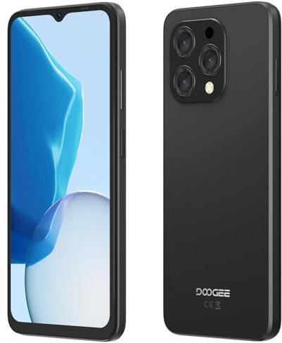 DOOGEE N55 Smartphone Android 14, 6.56 Pollici HD+ Display, 9GB RAM+128GB ROM/Espandibile 1TB, Octa-Core, 5150mAh, 13MP+8MP Fotocamere, 4G Telefono Cellulare Dual SIM, Face ID, GPS, OTG, Nero