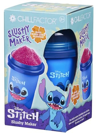 ChillFactor 08258 Disney Reusable Squeeze Cup Maker with Stitch Character Design, Homemade slushies, Blue