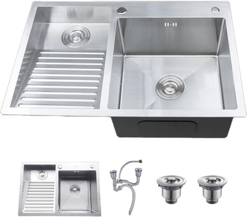 Fregadero De Cocina Con Tabla De Lavar, Fregadero De Lavandería De Doble Seno De Acero Inoxidable, Ropa Fácil De Limpiar, Lavabo De La Habitación Del Balcón Del Hogar, Gran Capacidad, Para El Cuarto D