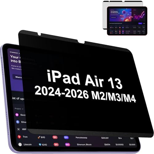 IPROKKO Magnetisch Blickschutzfolie Kompatibel mit iPad Air 13 Zoll (2024-2026, M2/M3/M4), Abnehmbar Anti Glare Blaulicht iPad 13 Sichtschutzfolie Blickschutzfilter Sichtschutz Folie Privacy Screen