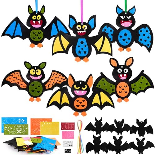 HGRGHH 12 Stück Fledermaus Bastelset für Kinder, Moosgummi Mix Kreative Kunsthandwerk, Saisonale Kreativsets und Halloween Basteln zum Dekorieren