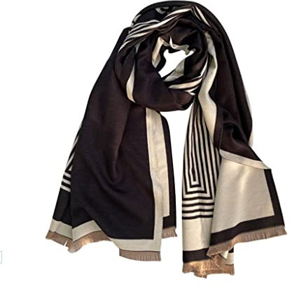 TOTIKI Winter Schal Warme Nachahmung Kaschmirschal Herbst und Winter Frauen Schal Männer gestreifte Buchstaben Schals Dame Blanket Wickelschals Schal Schultertuch(Black)