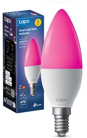 Tapo L430C Lampadina Alexa E14 Multicolore e Dimmerabile a Doppio Strato, 2500-6500K, Sync-to-Music,Illuminazione Automatica del Bioritmo, Programazione & Timer,Compatibile con Alexa e Google