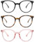 3 Pack Blaulichtfilter Brille Damen and Herren, Fake Brille Ohne Stärke Herren and Damen, Runde Rahmen Blaufilter Brille, Fensterglas Brille, Bildschirmbrille Mit Blaulichtfilter