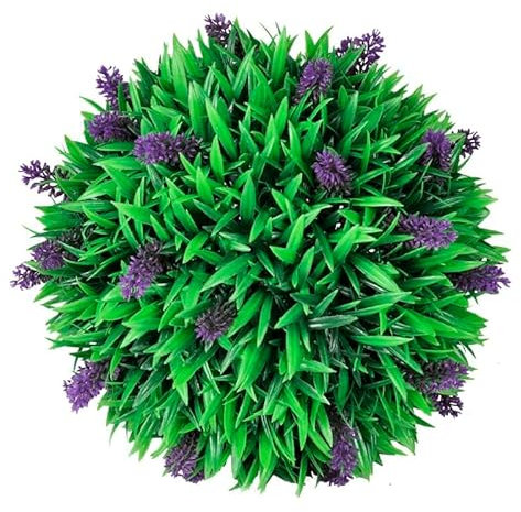Eleganz Sfera artificiale di bosso con lavanda, 2 pezzi, 30 cm, pianta artificiale per giardino e balcone, facile da pulire e resistente alle intemperie, decorazione per casa e terrazza