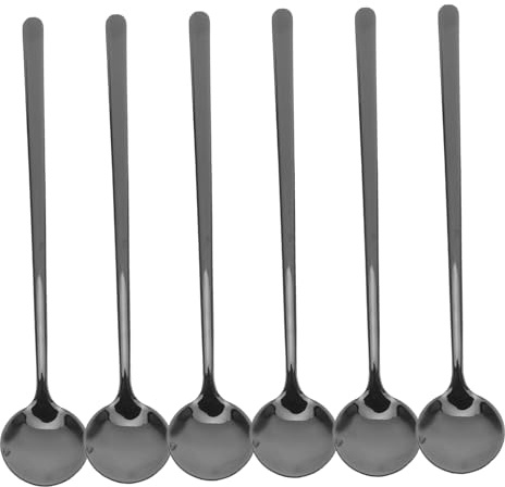 UTHCLO 6 Pezzi mestolo in acciaio inossidabile cucchiaio per mescolare in metallo cucchiaio espresso in metallo Nero