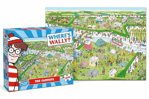 Puzzle 1000 Pieces - Where's Wally Camping - Illustration detaillee - Puzzle Challenge - Poster Inclus - 68x48cm