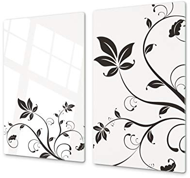 Asse da cucina in VETRO temperato – Tagliere in vetro – pezzo UNICO (60x52 cm) o DUE pezzi (30x52 cm ognuno); D06 Serie Fiori: Fiore 5