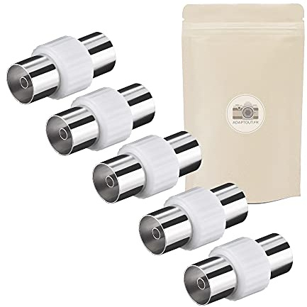 X5 Coupleur I Antenne TV Prise Femelle Femelle Fiche 9.5 Adaptateur Coaxial Rallonge Extension Prolongateur Televison Satellite - Adaptout Marque Française