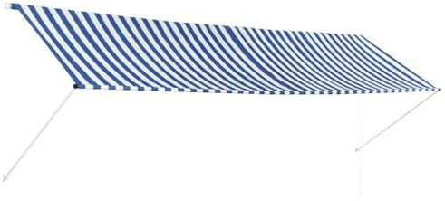 vidaXL Tenda da Sole Retrattile 400x150 cm Blu e Bianco Parasole Ombreggiante