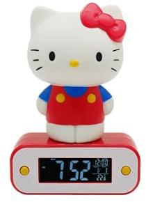 Teknofun Kitty Wecker mit 3D-Figur, beleuchtet Rot, 36