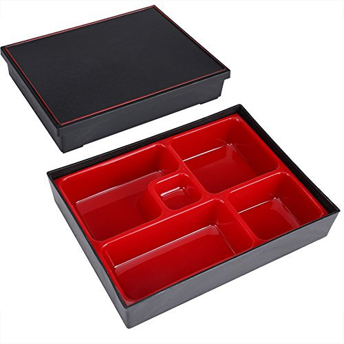 Fiambrera Bento Box Contenedores de cinco rejillas, cubierta de madera + Caja de plástico de alta dureza para hombres, niñas, niños, niños, adultos y adolescentes