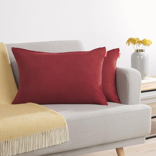 Blumtal 2er Set Kissenbezug 40x60 rot - kuschelige Chenille Kissenbezüge mit verstecktem Reißverschluss, Oekotex Zertifizierte Kissenhülle für Deko-Kissen Sofakissen Polster & Zierkissen
