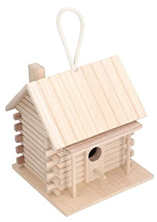 Log Cabin Birdhouse, Wood Bird House Unique Safe Hiding Place Durable Non Irritating Environmentally Friendly for Outdoor Decor for Interior House Decor