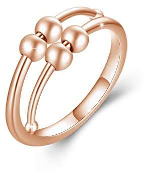 Anxiety Ring 925 Sterling Silber Fidget Ring Anxiety Verstellbare Ring Anti Anxiety Ring Stress- und Angstabbau für Erwachsene Frauen Schmuck Geschenk（8#） (Roségold)
