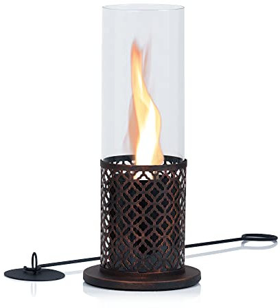 Zelsius Tischkamin für Indoor und Outdoor mit wirbelnder Flamme | Kupfer | Ø 20 x 50,5 cm | Freistehender Bioethanol Kamin | Tischfeuer, Feuersäule, Balkon Deko Kamin, Gartenfeuer, Standkamin