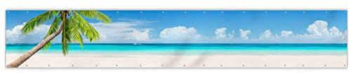 MuchoWow® Balkon Sichtschutz Sichtschutzmatte Balkonbanner Abdeckung für Terrasse Balkon Windschutz Blickdicht Wetterfest 500x85 cm Sommer - Palme - Strand - Tropisch