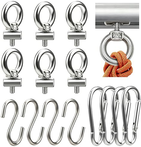 Wkmamo 6 Pcs Awning Rail Stoppers,304 Stainless Steel Campervan Awning Stoppers,Ends Stoppers Blocking Kit for Caravan with 4 pcs Carabiner Hooks, 4 pcs S Hooks