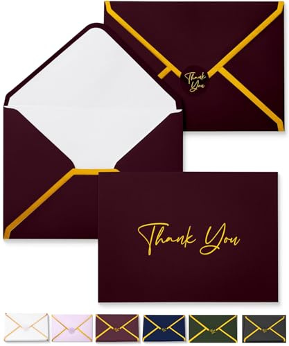 Mr. Pen- Blank Thank You Cards with Envelopes, 20 Pack, 4x6, Gold Foil Thank You Notes with Envelopes, Dark Red Wedding Thank You Cards Wedding, Thank You Note Cards, Baby Shower Thank You Cards