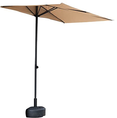 ESCOLL Balkon Sonnenschirm Halb Rechteckig 250cmx130cm Kleiner Balkonschirm Halbrund Schirmständer Terrassenschirm Gartenschirm (Color : Khaki)