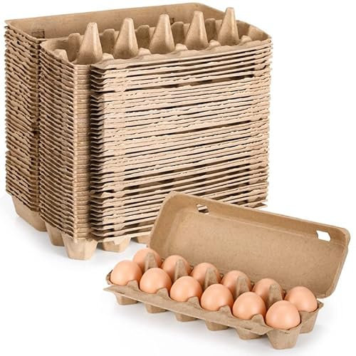Opaeroo Eierkartons Bulk, Leere natürliche Zellstoff-Eierkartons Duck Egg Cartons hält bis zu 12 Eier pro Packung Stabile Karton Eierkartons 30-Pack