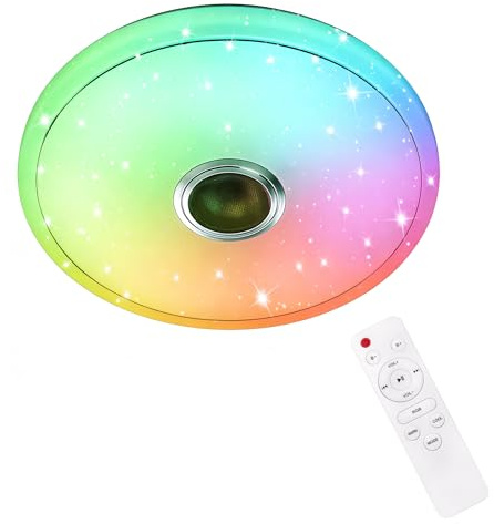 XMTECH 48W LED Deckenleuchte Dimmbar mit Fernbedienung, Sternenhimmel Ø40CM, RGB Farbwechsel Hintergrundbeleuchtung, für Wohnzimmer Kinderzimmer