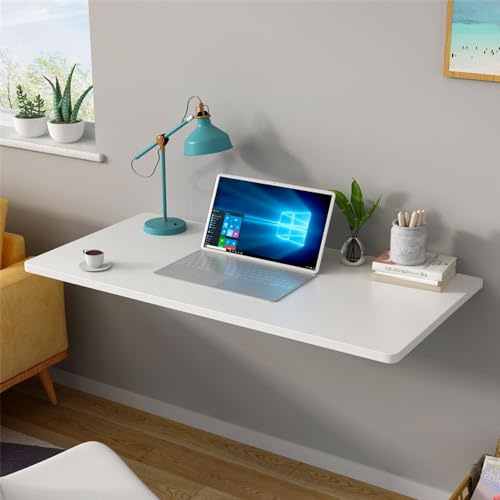 RELOVE Tavolo da pranzo pieghevole per cucina, scrivania per computer galleggiante, tavolo da trucco per la casa, banco lavanderia, tavolo da parete pieghevole (80 x 50 x 1,6 cm, bianco)