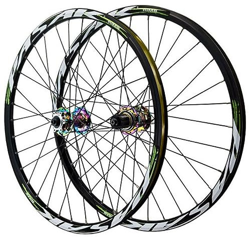 ZECHAO 24 Zoll Mountainbike Räder mit Scheibenbremse,Aluminiumlegierungsradsatz Vorne 2 Hinten 4 Lager Leicht Zu Zerlegende Doppelwandige Felgen 1886G Wheelset (Color : Green, Size : 24inch)