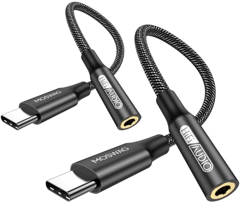MOSWAG Adattatore USB C Jack Adattatore Cuffie con DAC in Nylon Intrecciato