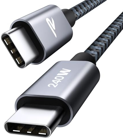 RAMPOW USB C auf USB C Kabel, 240W USB C Kabel PD Schnellladekabel 2M | USB C Ladekabel Für iPhone17/16/15 Pro Max, MacBook Pro/Air, Samsung Galaxy S26 /S25/S24, iPad Pro, Xiaomi, Sony