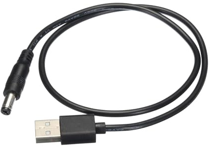 sourcing map USB to DC Power Cable 0.5 M USB to DC 5.5mm x 2.1mm 5v Power Cord Black for Mini Fan Camera Mobile Phone Tablet Devices 1 Pcs