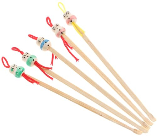 SEWOART Limpiadores De Oídos De Bambú 5 Piezas Kit Portátil Herramienta De Limpieza Segura Diseño Muñeca Uso Personal y Familiar Cuidado Auditivo Confianza