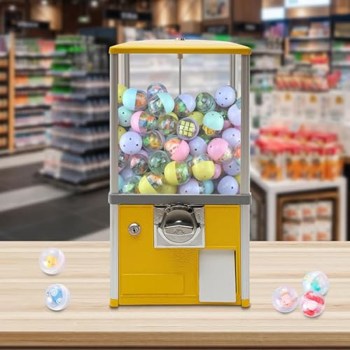 Máquinas expendedoras, mini máquina de chicles, máquina de dulces, máquina de cápsulas con cerraduras para juguetes en cápsula de 4,5 a 5,5 cm de diámetro para el hogar, tiendas de juegos,Yellow