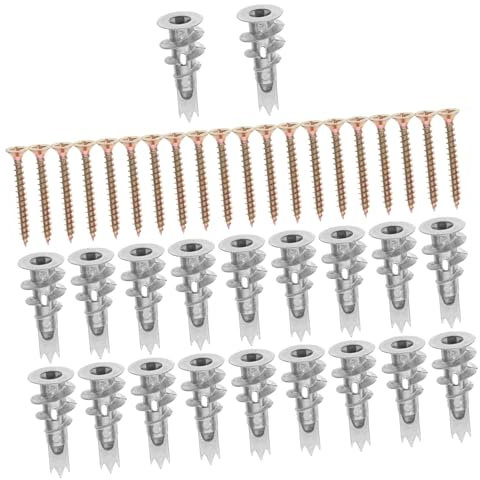 OUNONA 20 Ensembles Chevilles à Visser pour Plaques De Plâtre Fixation Résistante Et Rapide avec Chevilles Spiralées Kit Complet pour Murs Et Plaques De Plâtre pour Accessoires De Salle d