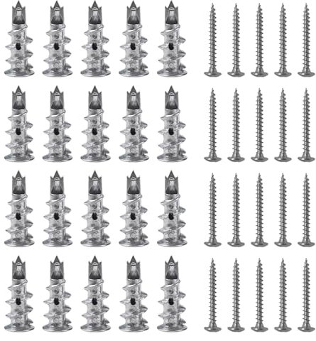 20 Stk Rigipsdübel,Selbstbohrender GipskartondüBel Metall mit 20 Schrauben zum Befestigung in Stein Ziegeln Beton Gipsbauplatten Uvm,Dübel Rigipswände für WDVS,Rigips Dübel,Hohlraumdübel für Fischer