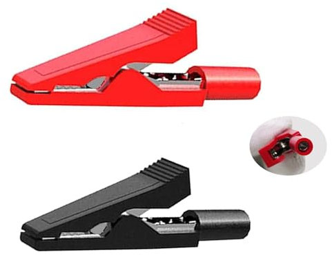 Lot de 2 pinces crocodile isolées, pinces électriques pour pointes de test de 2 mm, clip alligator de contrôle de sécurité, pour chargement