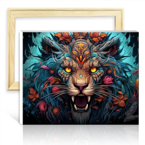 LiHEQING Ölgemälde-Set auf Leinwand, Löwe, für Erwachsene, Anfänger, Kinder, Acrylmalerei, Graffiti-Liebhaber, Bild, ohne Rahmen (30 x 40 cm)